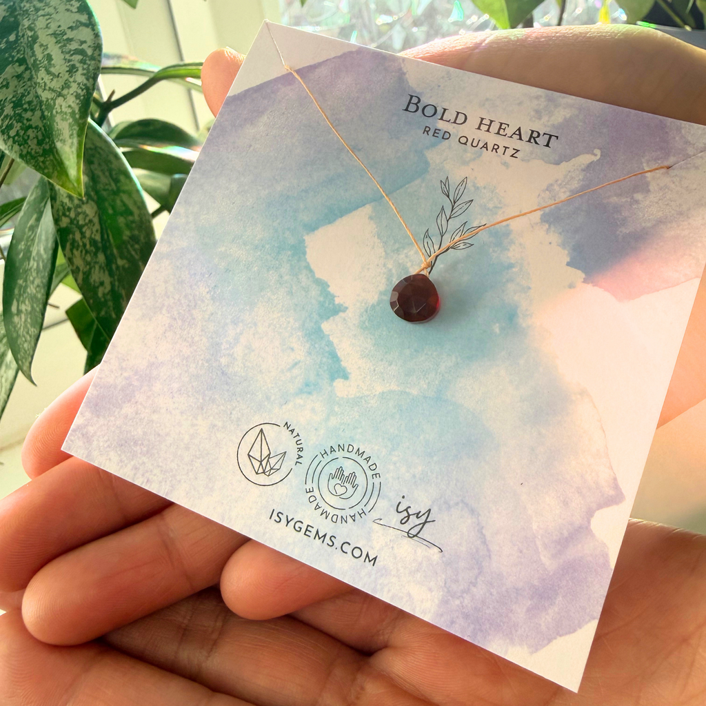 Natural Red Quartz Pendant Necklace – Bold Heart