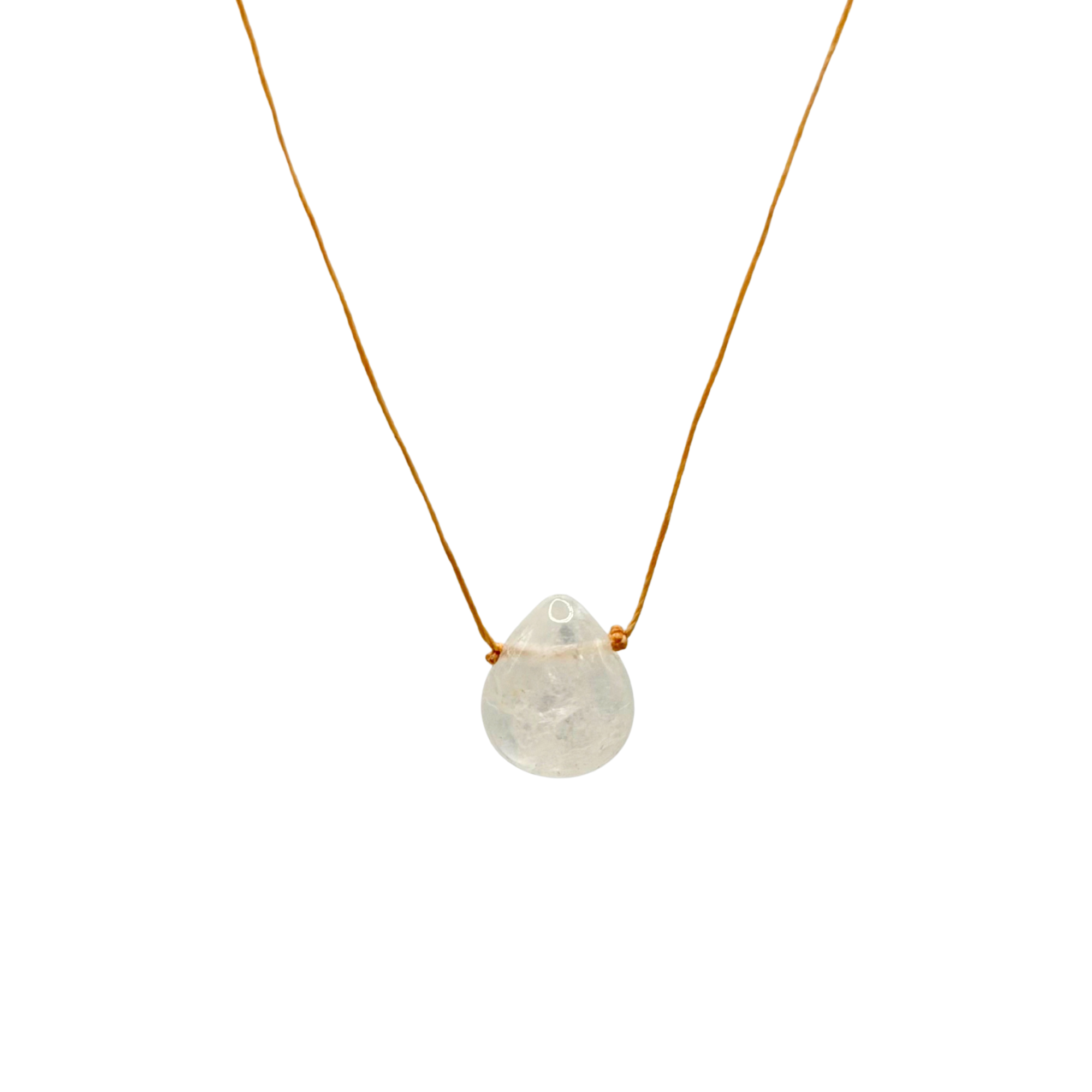 Natural White Quartz Pendant Necklace -- Breathe