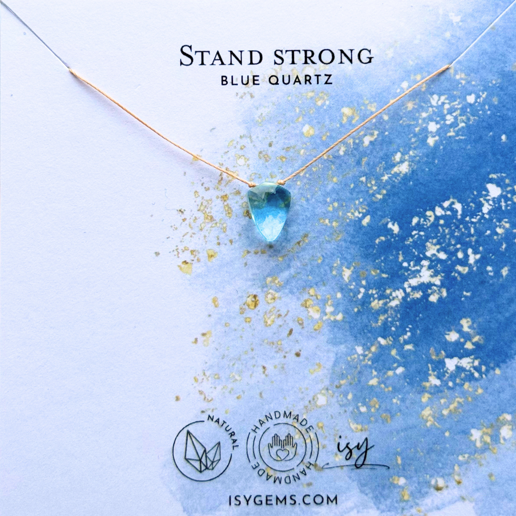 Minimal Light Blue Quartz Pendant Necklace – Stand Strong