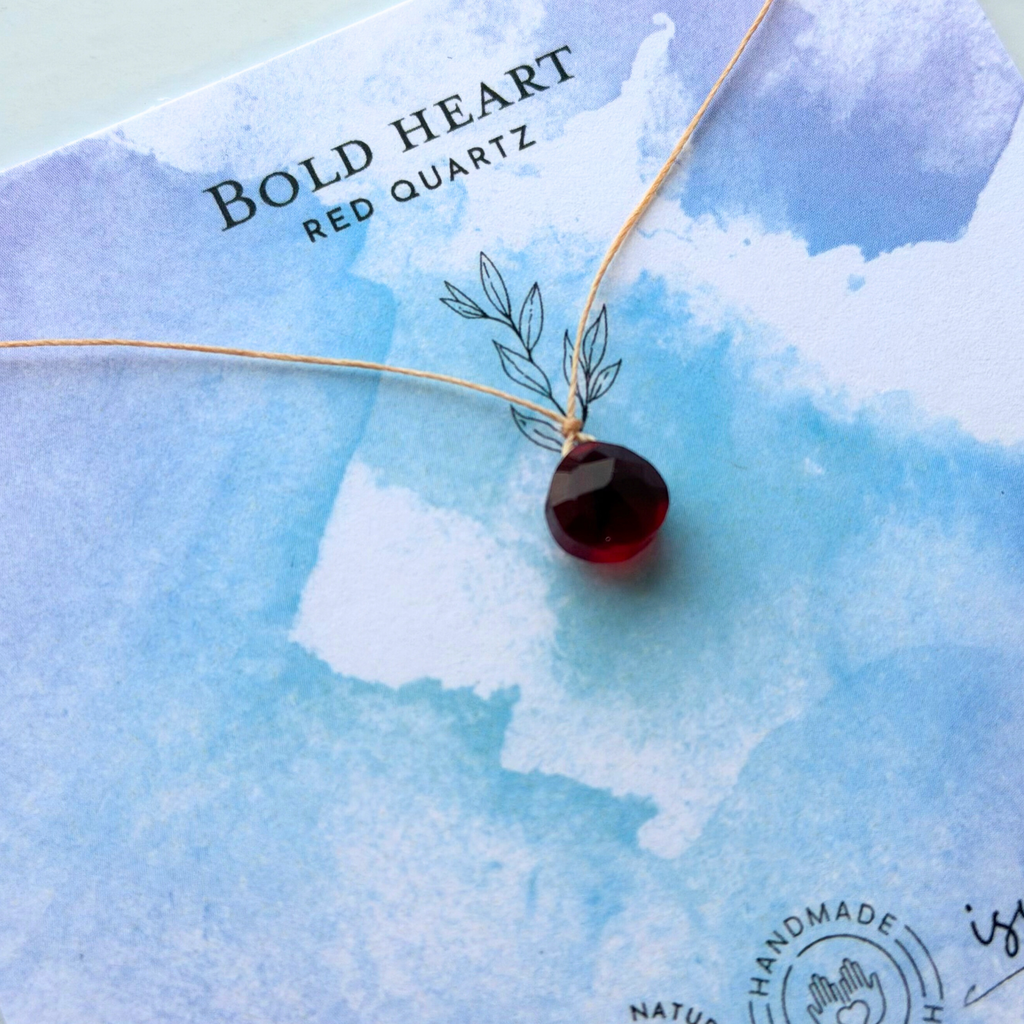 Natural Red Quartz Pendant Necklace – Bold Heart