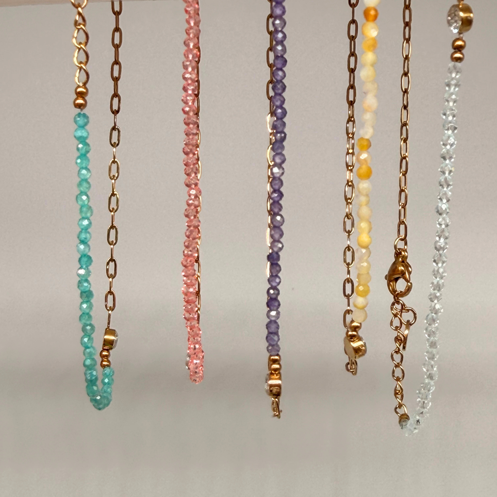 Natural Crystal Bracelet Collection 18K Gold Plated Handmade Gemstone Bracelet