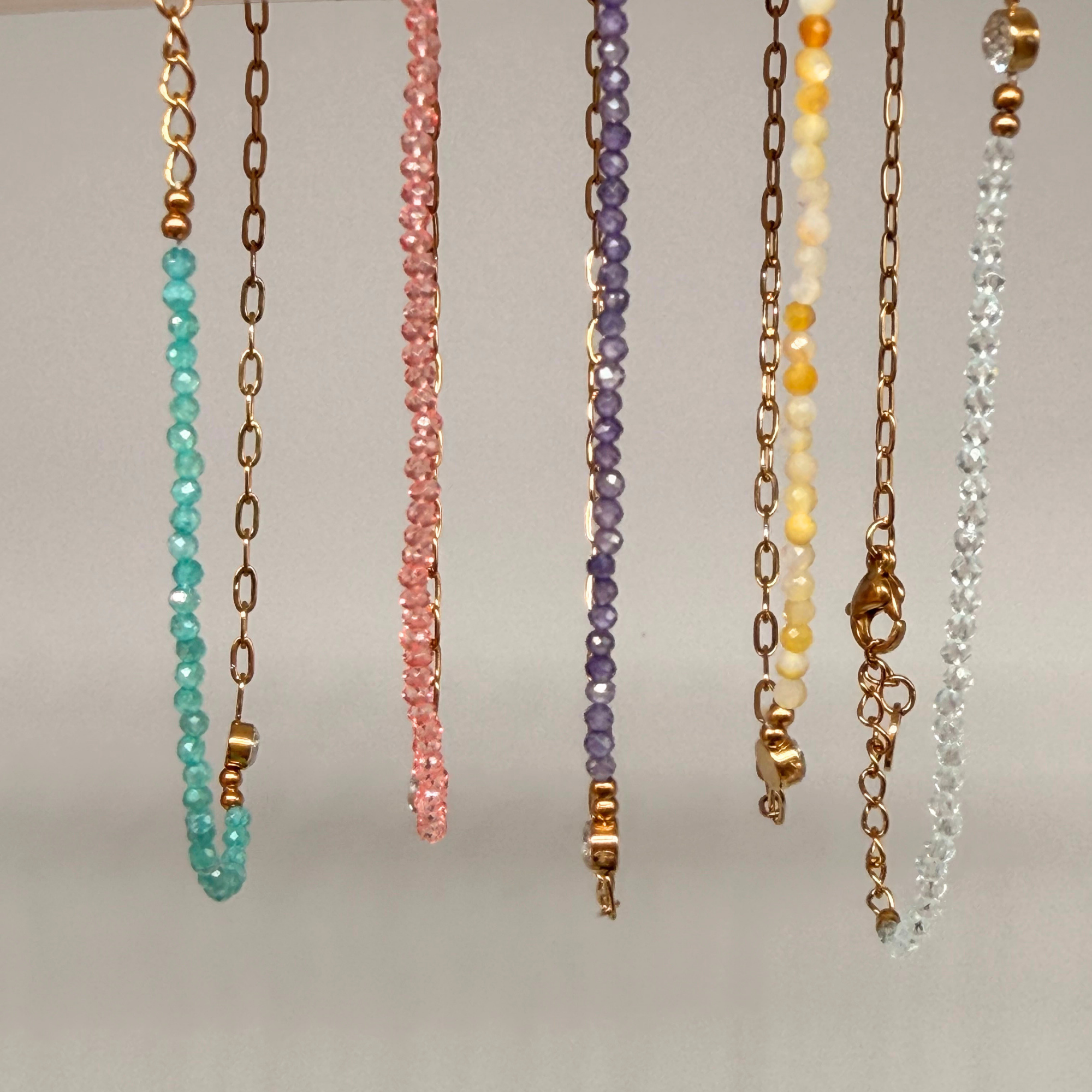 Natural Crystal Bracelet Collection 18K Gold Plated Handmade Gemstone Bracelet