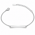 Personalised Silver Stainless Steel Engraved Chain&Bar Bracelet for Women